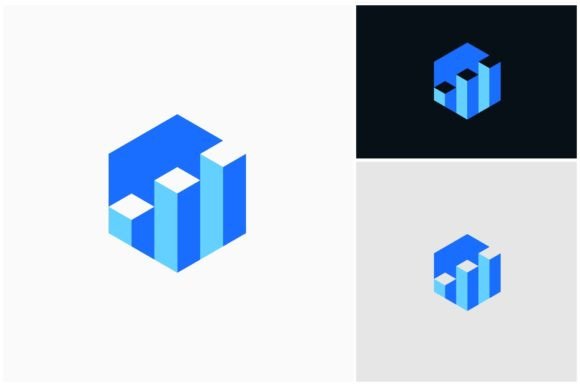 Chart Data Hexagon Geometric Logo Design