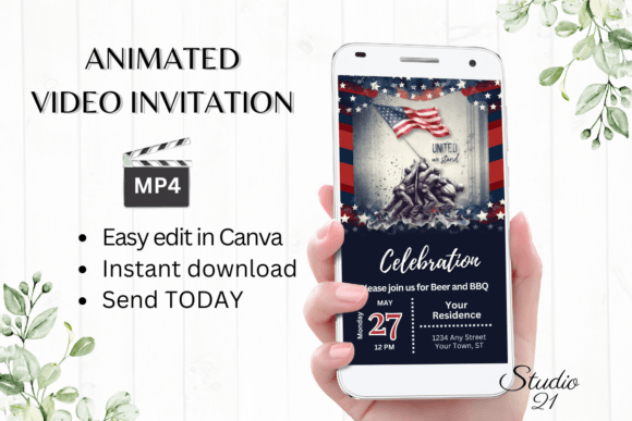 Digital Memorial Day Invitation Template