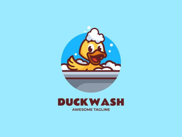 Duck Wash Mascot Cartoon Logo Design