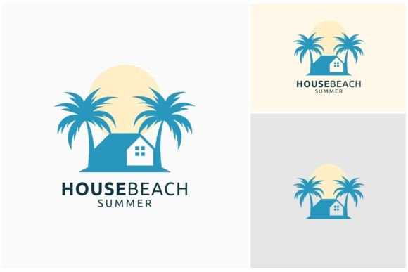 House Beach Home Palm Tree Logo Design