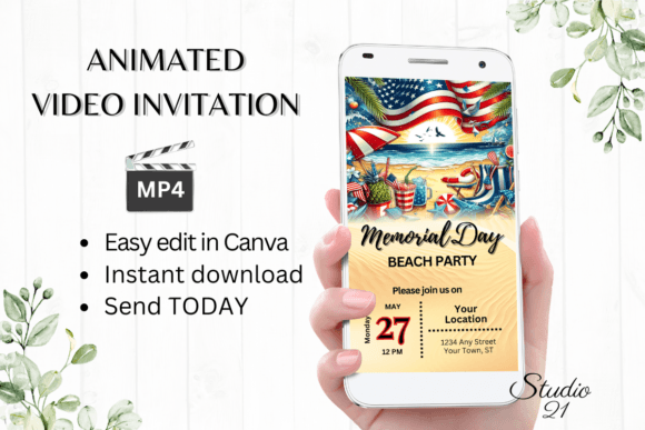 Memorial Day Beach Party Invitation