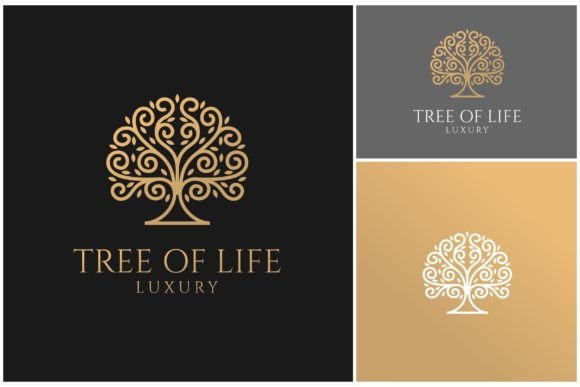 Tree Wavy Branch Line Luxury Logo